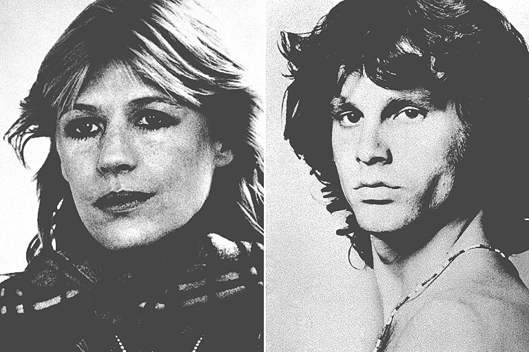 Marianne Faithfull, left, and Jim Morrison. (Photos by AP)